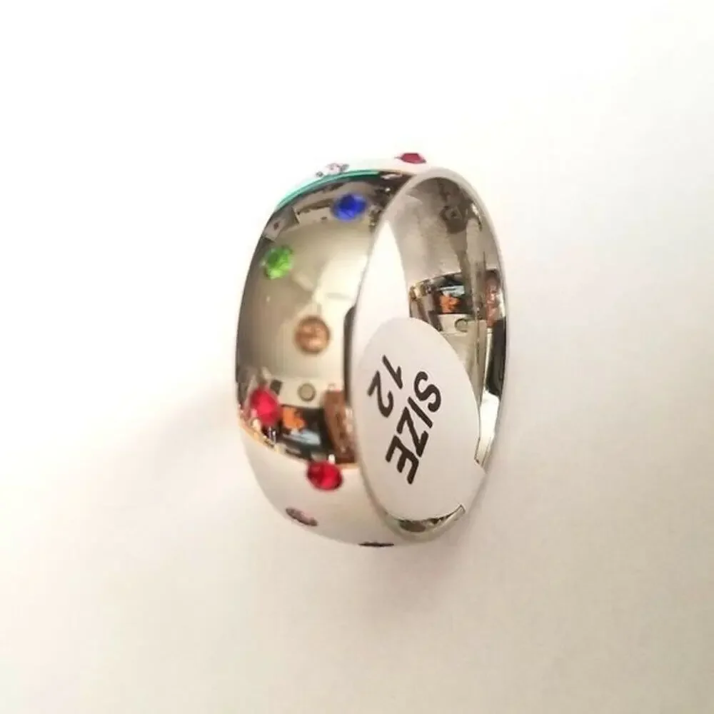 Men’s 316L stainless steel gay pride rainbow band ring size‎ 11